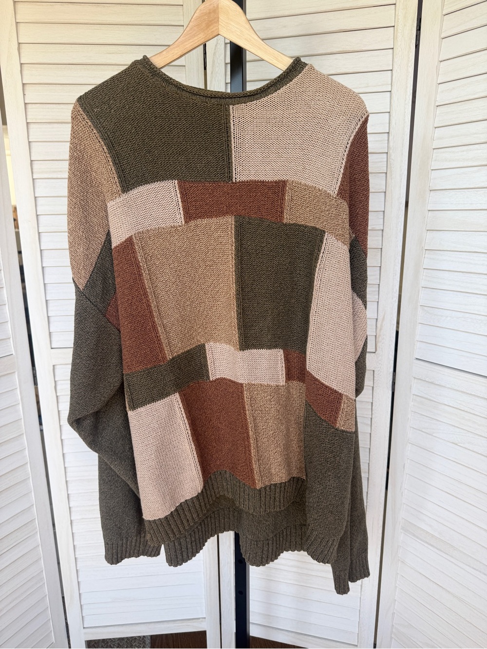 Vintage St. John's Bay Colorblock Patchwork Knit Sweater Size 3X